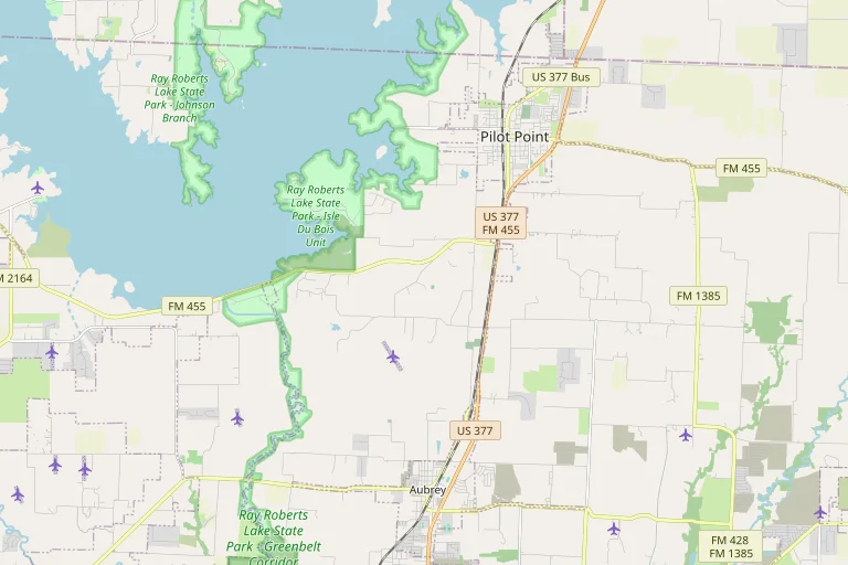 Map of the Aubrey service area