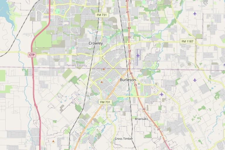 Map of the Burleson service area