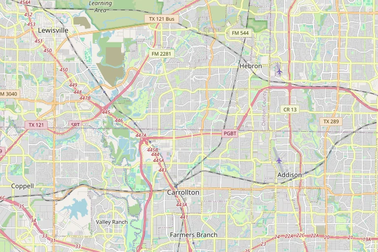 Map of the Carrollton service area