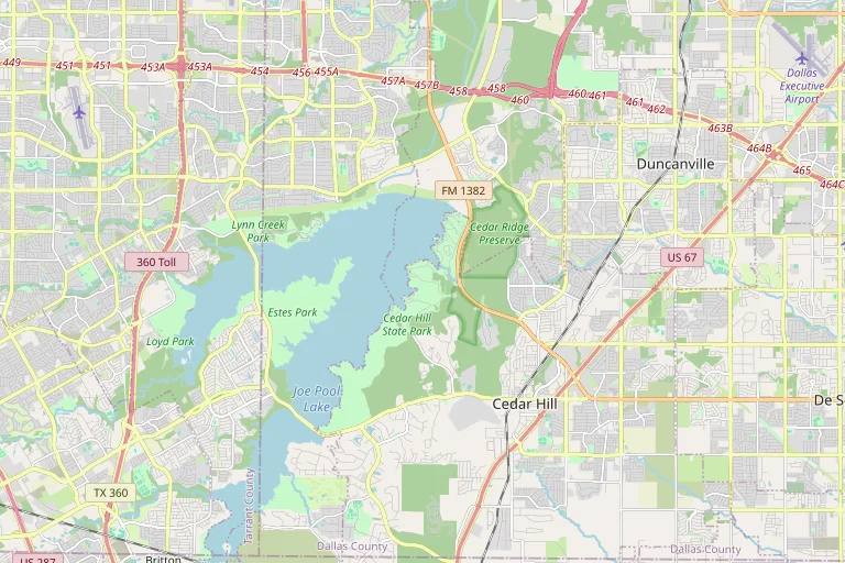 Map of the Cedar Hill service area