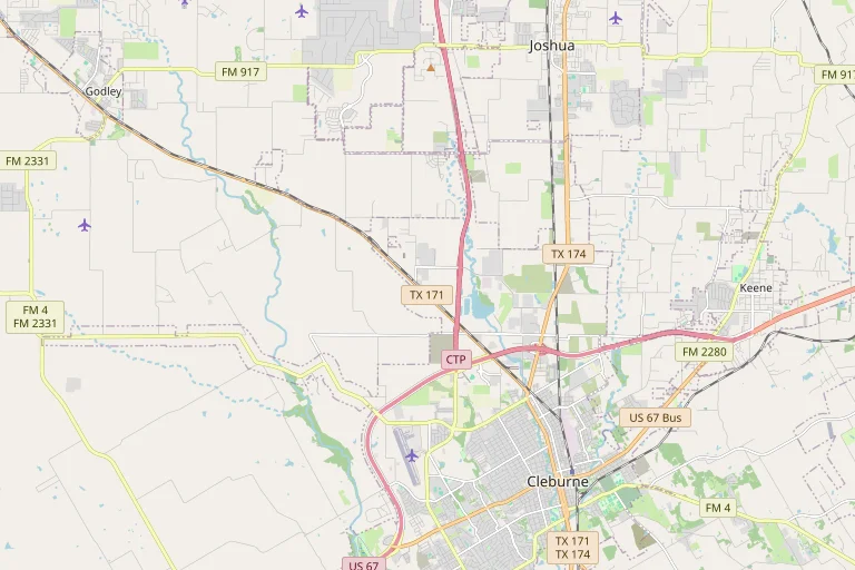 Map of the Cleburne service area
