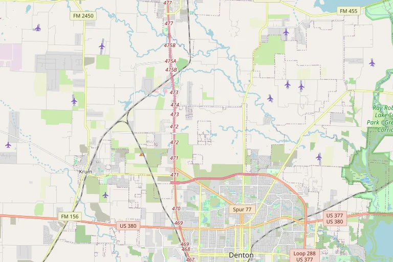 Map of the Denton service area