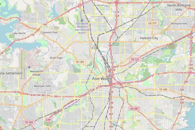Map of the Fort Worth service area