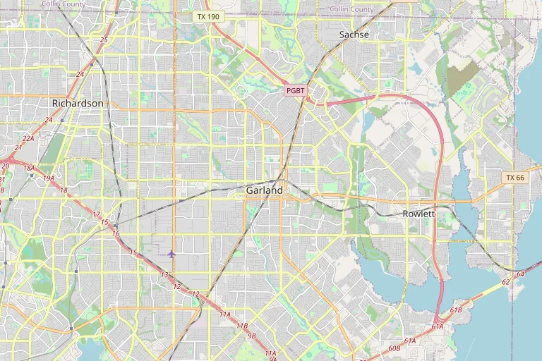 Map of the Garland service area