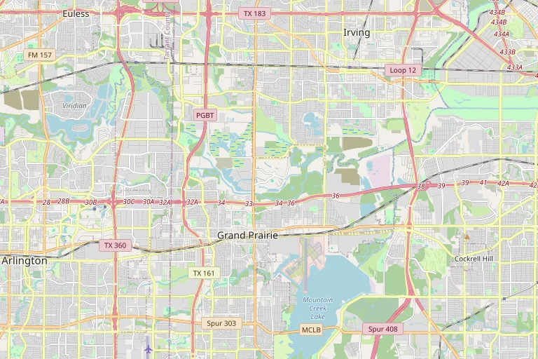 Map of the Grand Prairie service area