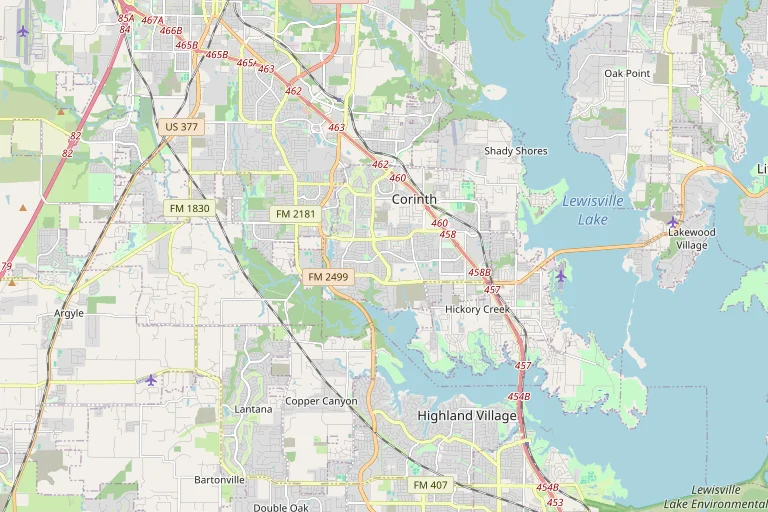 Map of the Highland Village service area
