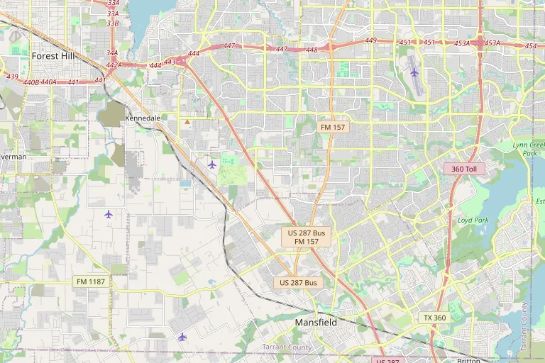 Map of the Mansfield service area