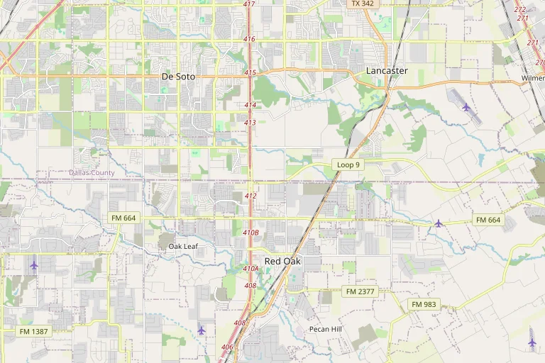 Map of the Red Oak service area