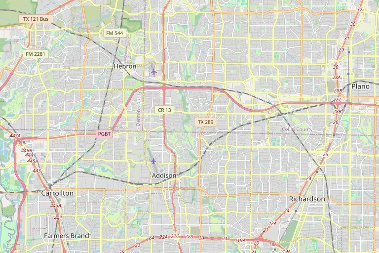 Map of the Richardson service area