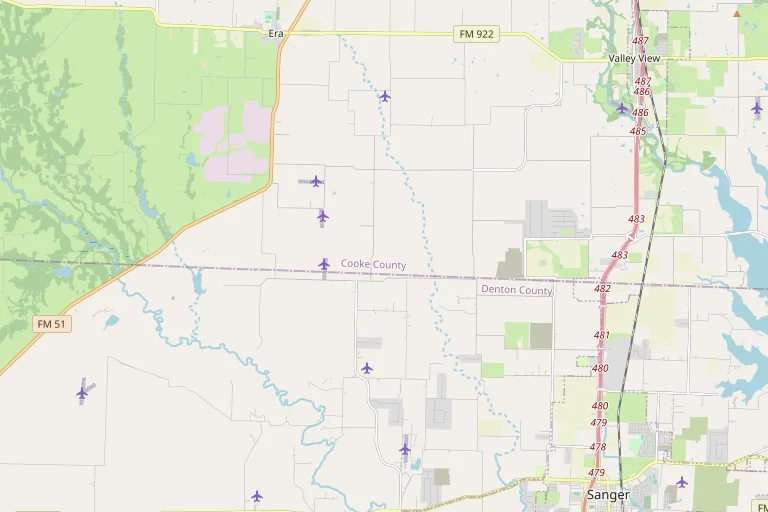 Map of the Sanger service area