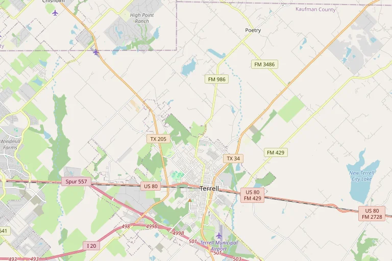 Map of the Terrell service area