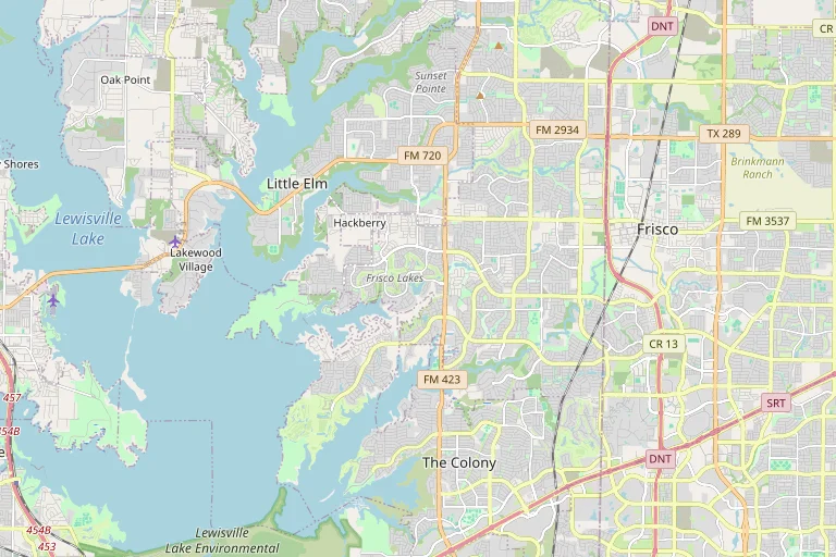 Map of the The Colony service area