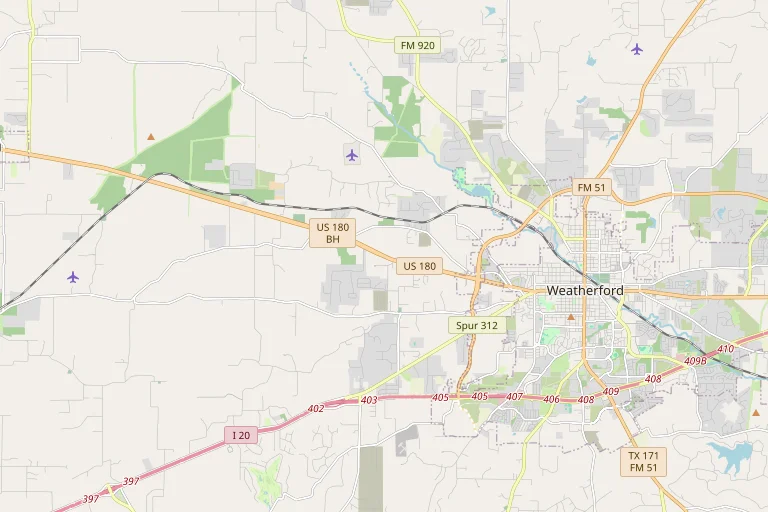 Map of the Weatherford service area